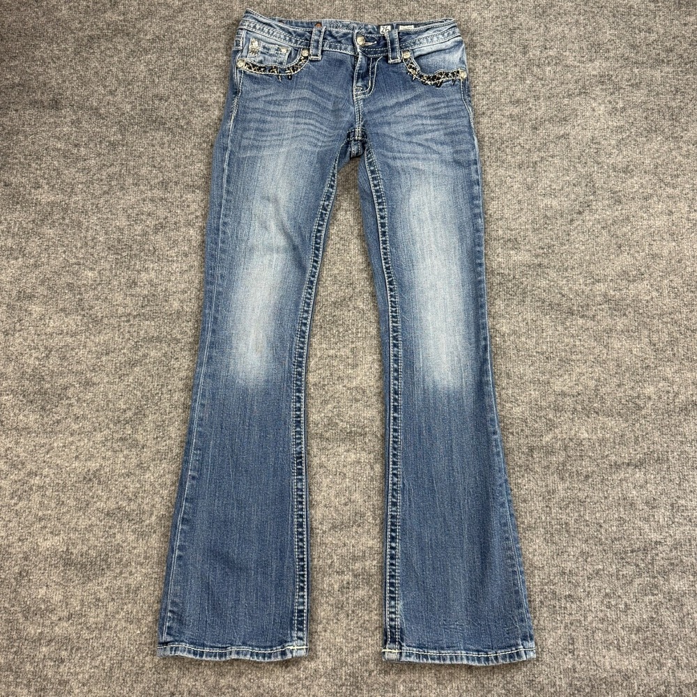 Miss Me Womens Bootcut Jeans 26 Y2K Flap Pocket Stretch Thick Stitch